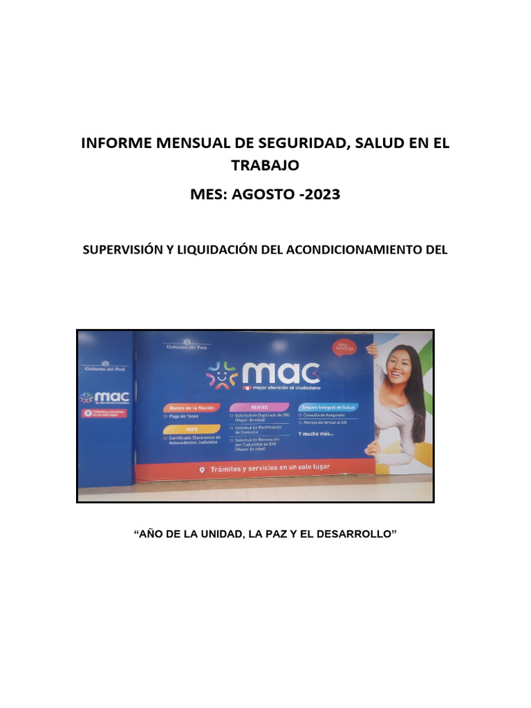 Informe Mensual de Seguridad | PDF | Seguridad y salud ocupacional | Lima
