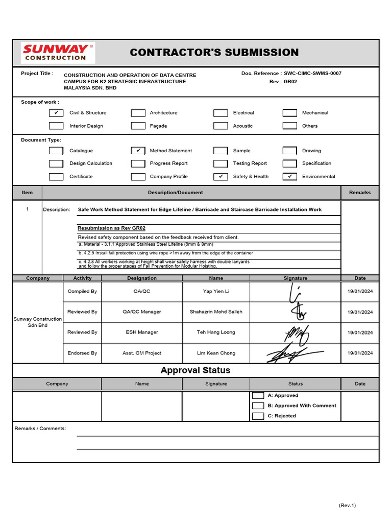 Swc Cimc Swms 0007 Edge Lifeline Barricade Staircase Barricade Pdf
