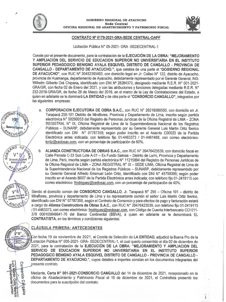 Contrato Ejecutor | PDF