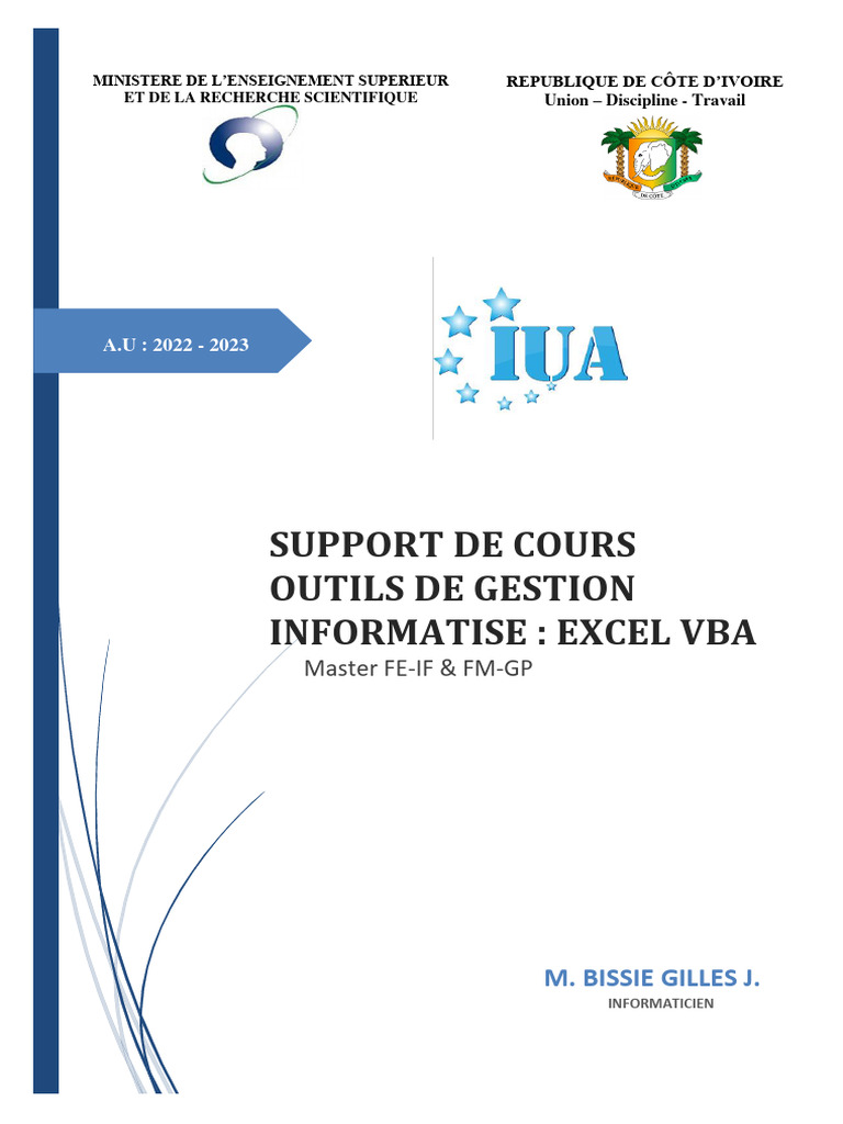 Introduction à Excel VBA | PDF | Visual Basic for Applications ...