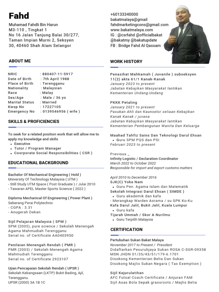 Resume 2024 PDF Malaysia