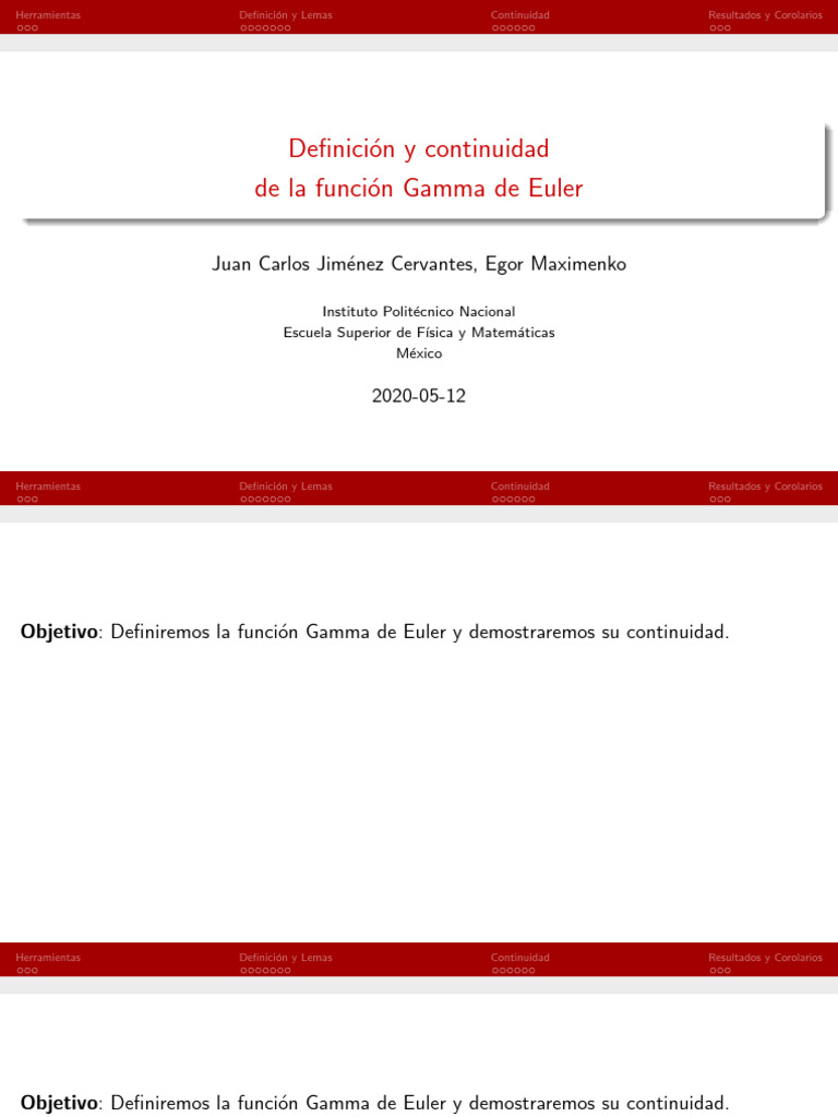 Presentation continuity of the gamma function es pdf integral