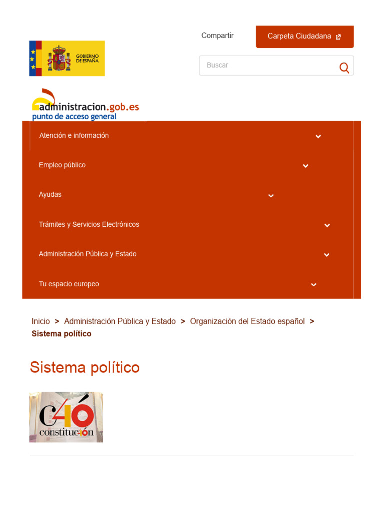 Sistema político Organización del Estado español Administración