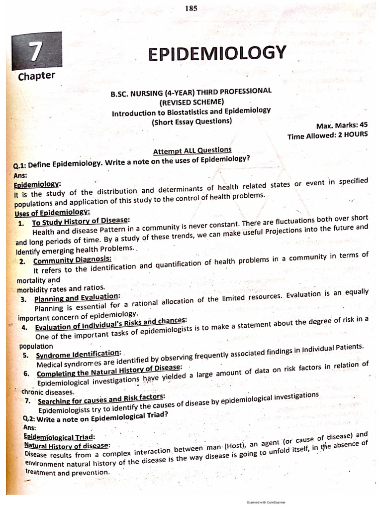 Epidemiology Past Papers | PDF
