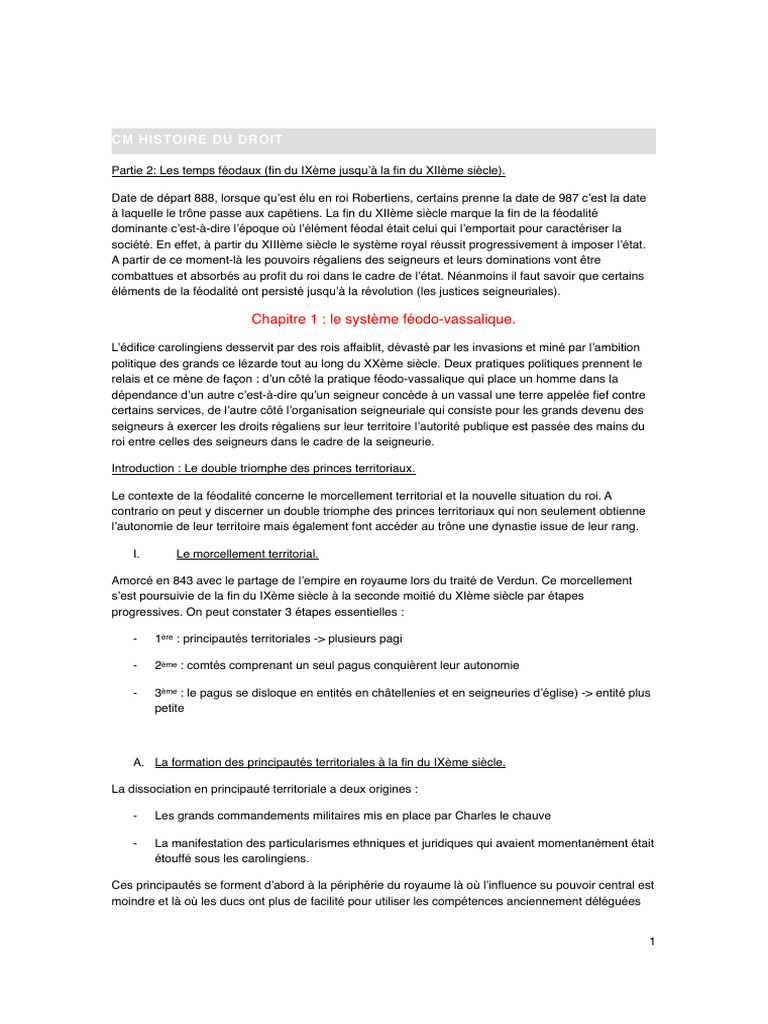 Histoire du droit féodal en France | PDF | Servage | Féodalité