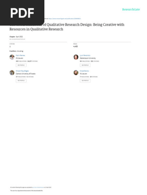 The Sage Handbook of Qualitative Research Design CH18creativewithresources