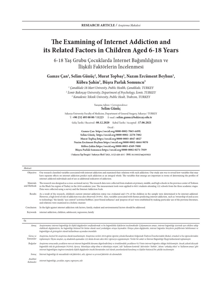 The Examining of Internet Addiction | PDF | Logistic Regression ...