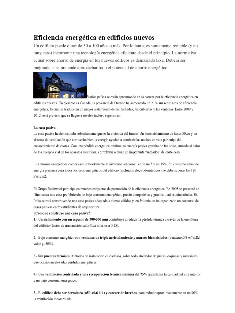 Eficiencia Energética en Edificios Nuevos | PDF | Conservación de ...