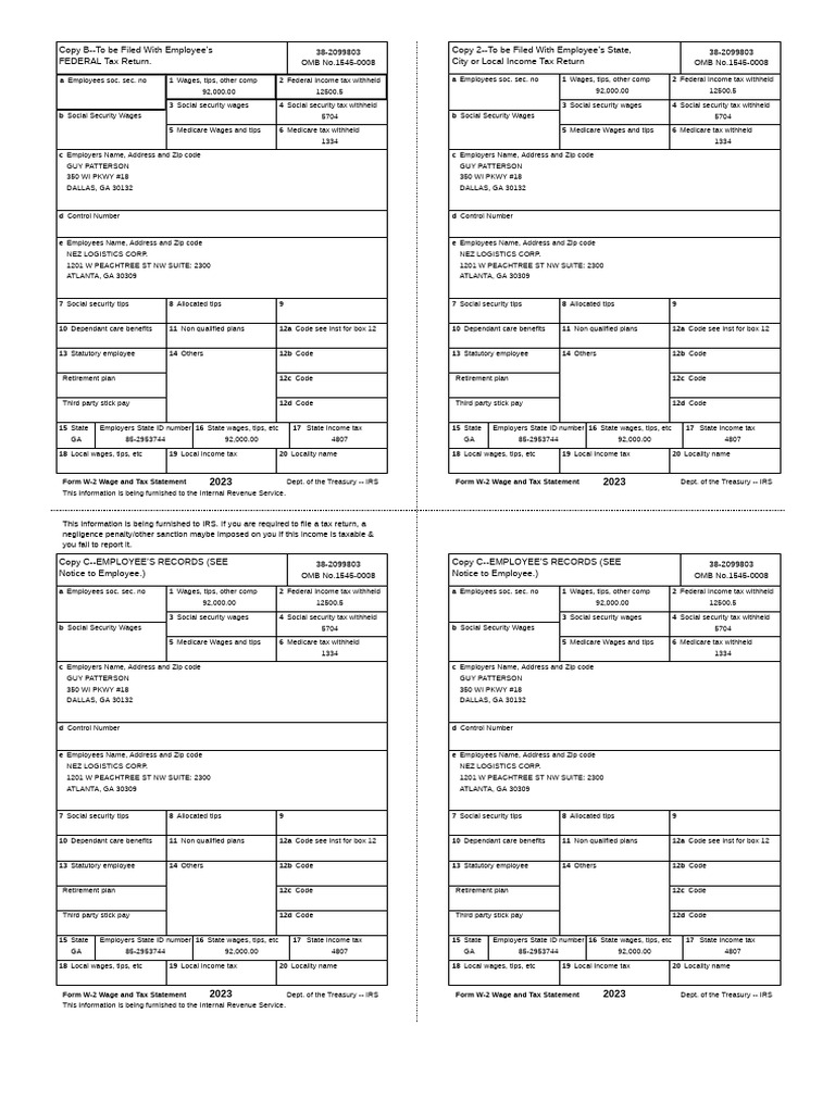 Copy Of Irs Filed Tax Return