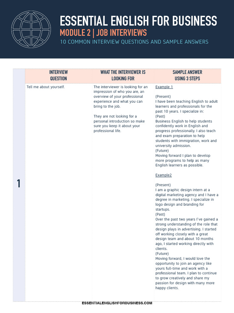 10 Common Interview Question And Sample Answers | PDF