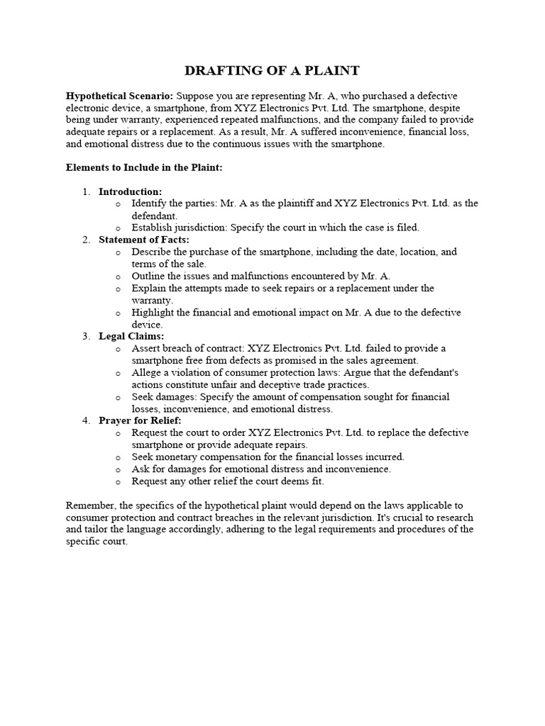drafting-of-a-plaint-task-1-pdf