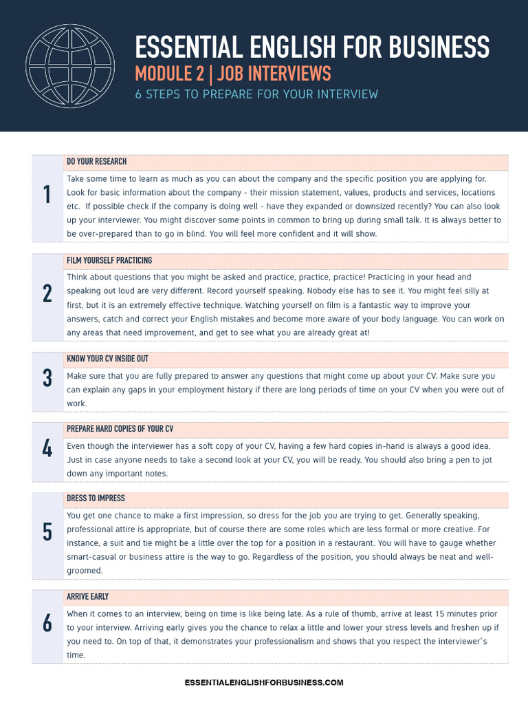 6 Steps To Prepare For Your Interview | PDF | Human Communication