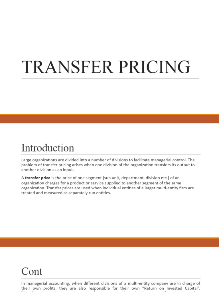 Chapter 6 - Transfer Pricing | PDF