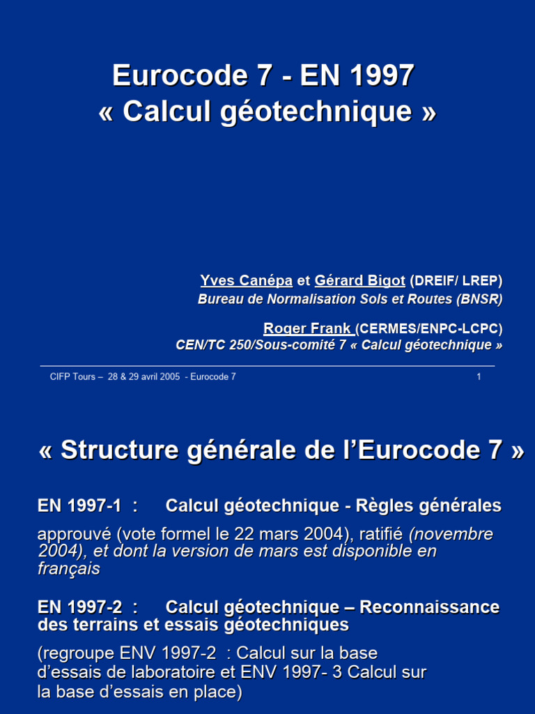 Eurocode 7 : Normes géotechniques EN 1997 | PDF | Ingénierie ...