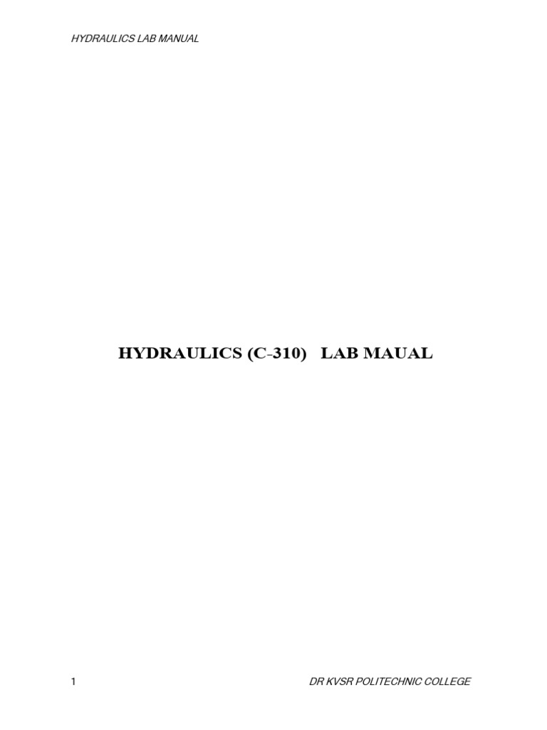 C310 Hydraulics Lab Manual PDF Flow Measurement Mechanics
