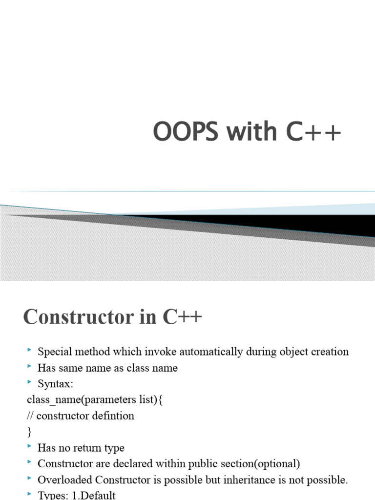 Module 1 C++editted | PDF | Programming | Constructor (Object Oriented ...