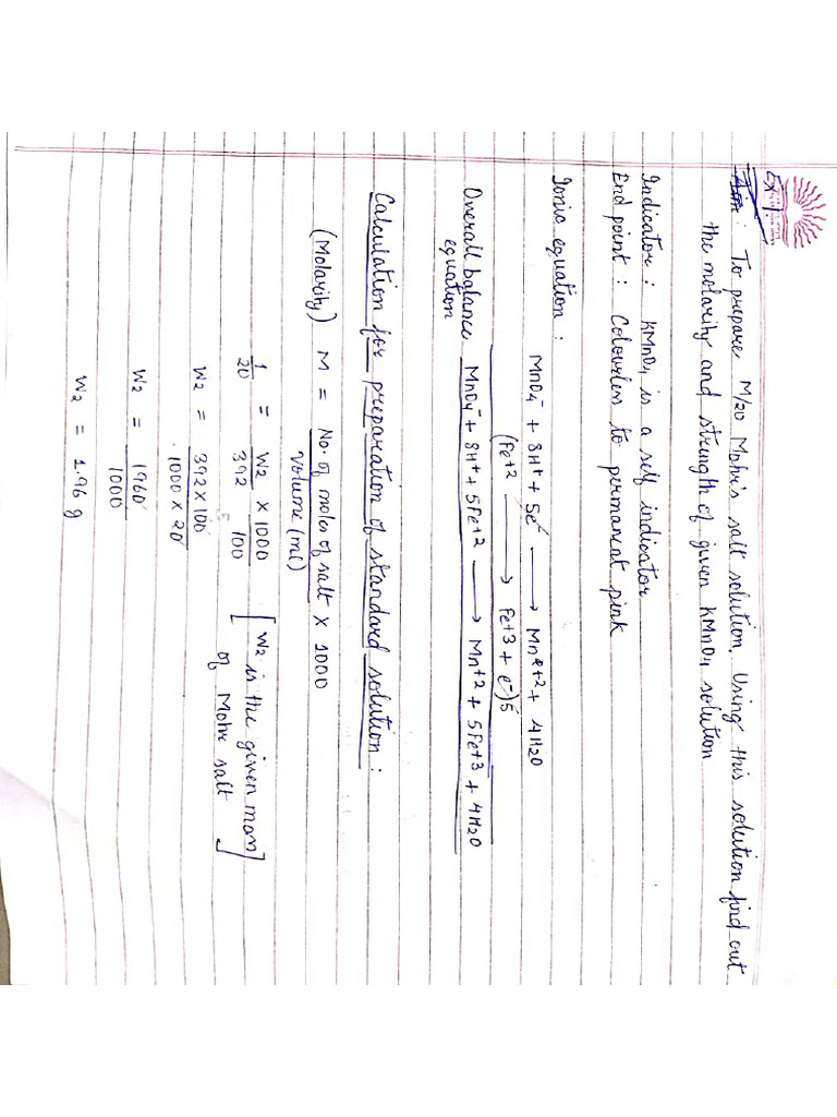 TITRATION Class 12 Kmno4 Vs Mohr's Salt PDF