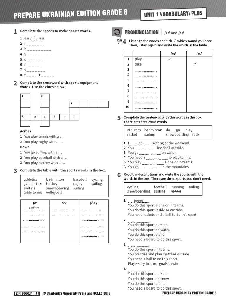 Prepare 6 Vocabulary Plus Unit 01 | PDF