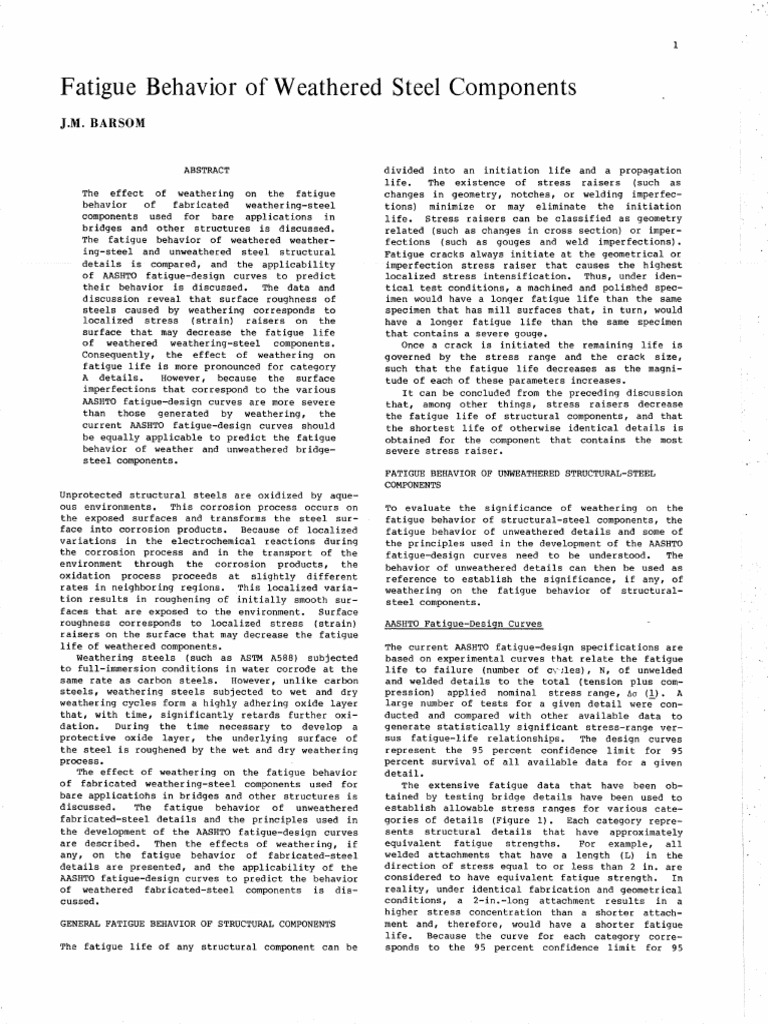 Fatigue Behavior of Weathered Steel Components | PDF | Technology ...