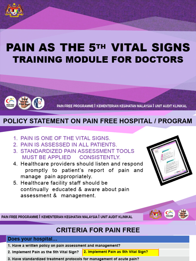 Pain as the 5th Vital Sign Training | PDF | Pain | Chronic Pain