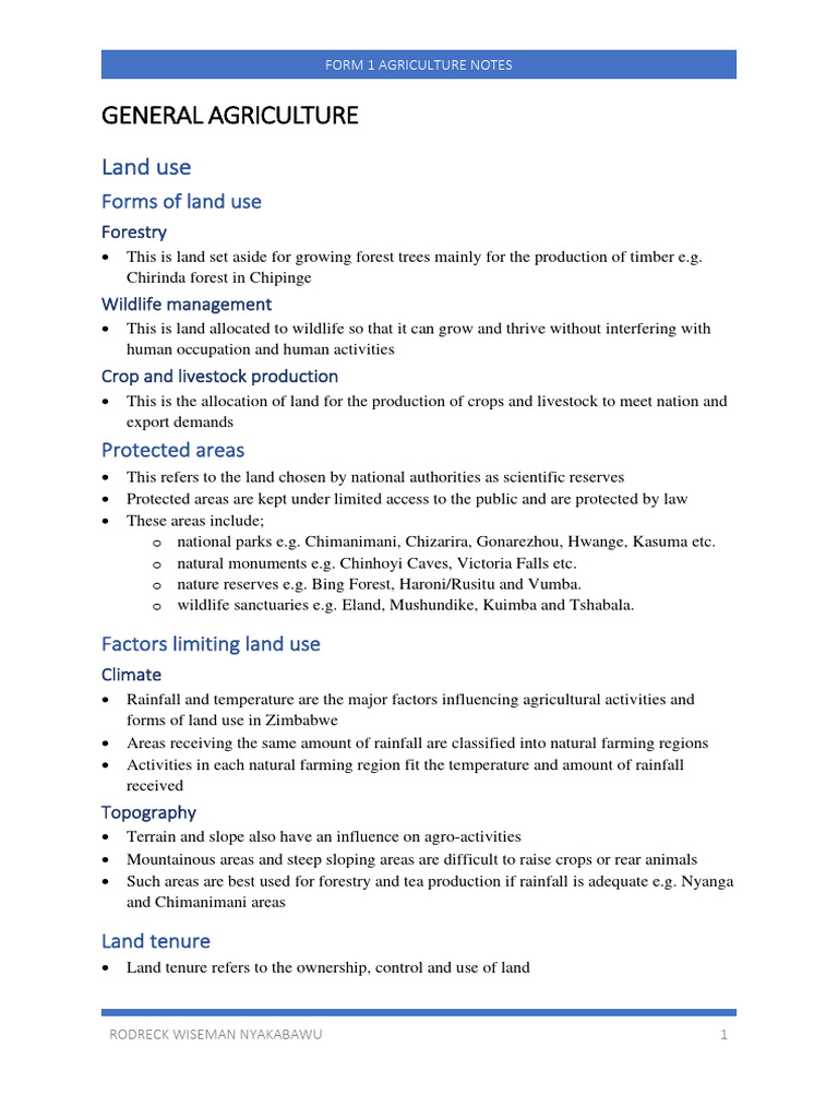 Form 1 Agriculture Notes Summary | PDF | Rock (Geology) | Agriculture