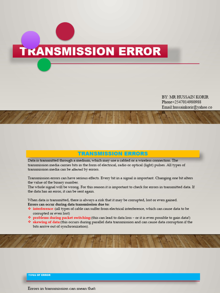 Transmission Errors | PDF | Error Detection And Correction | Bit