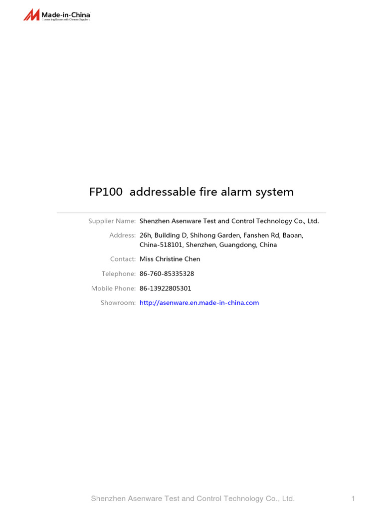 Asenware Addressable Fire Alarm Systems | PDF | Security Alarm | Sensor