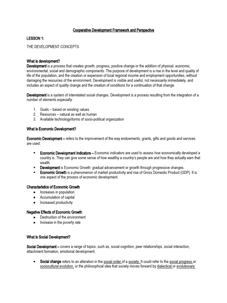 Cooperative Development Framework and Perspective | PDF | Economic ...