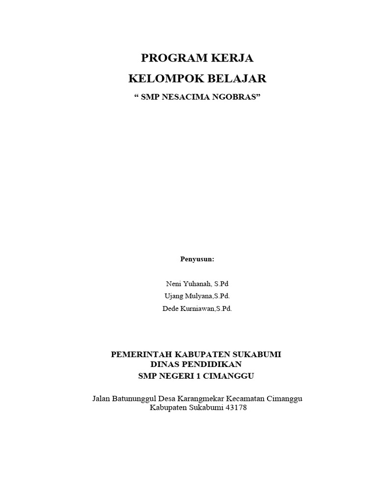 Program Kerja Kelompok Belajar NESACIMA | PDF | Karier & Perkembangan
