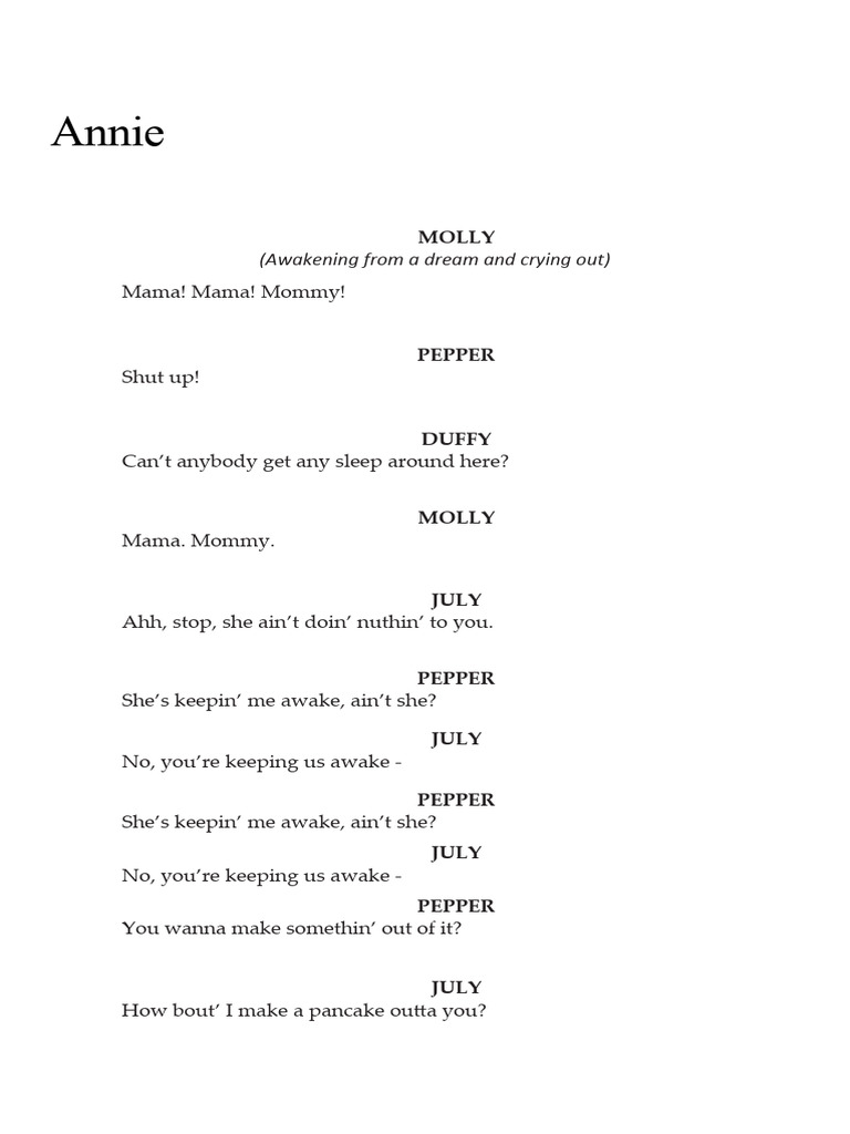 Annie Short Script | PDF