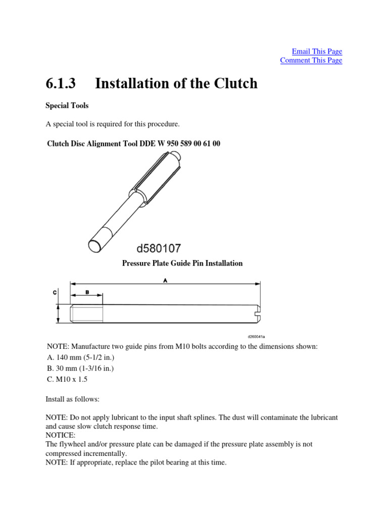 Installation of The Clutch PDF Clutch Vehicle Technology
