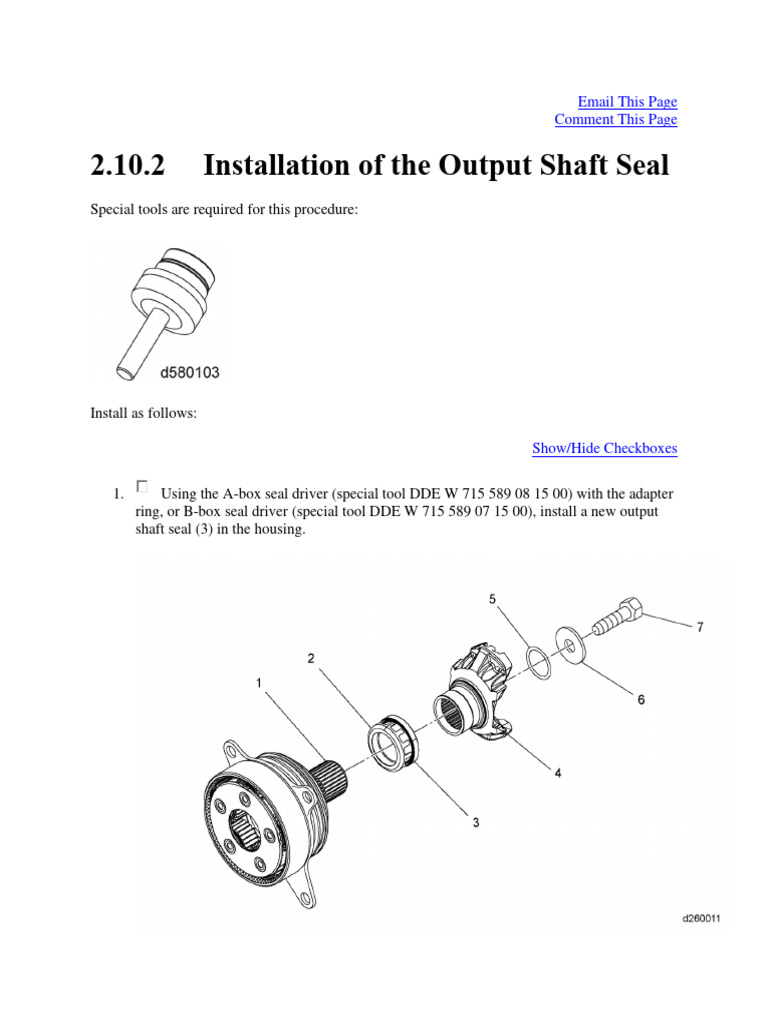 Installation of The Output Shaft Seal PDF