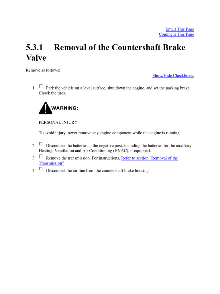 Removal of The Countershaft Brake Valve PDF