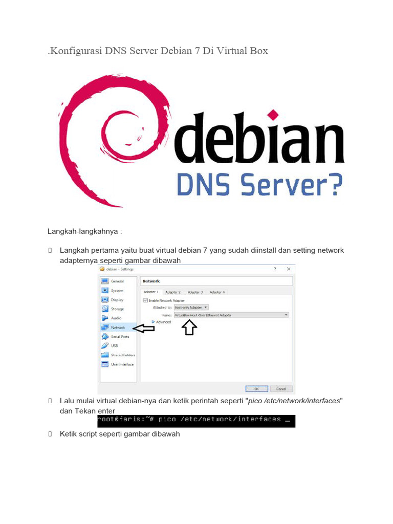 Konfigurasi dns server debian 7 di virtual box pdf