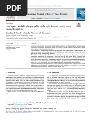 Case Report Embolic Shotgun Pellet to the Righ 2024 International Journal
