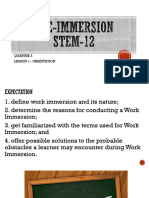Lesson 1 Work Immerision Orientation