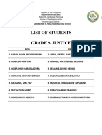 Grade 9-Justice List of Students