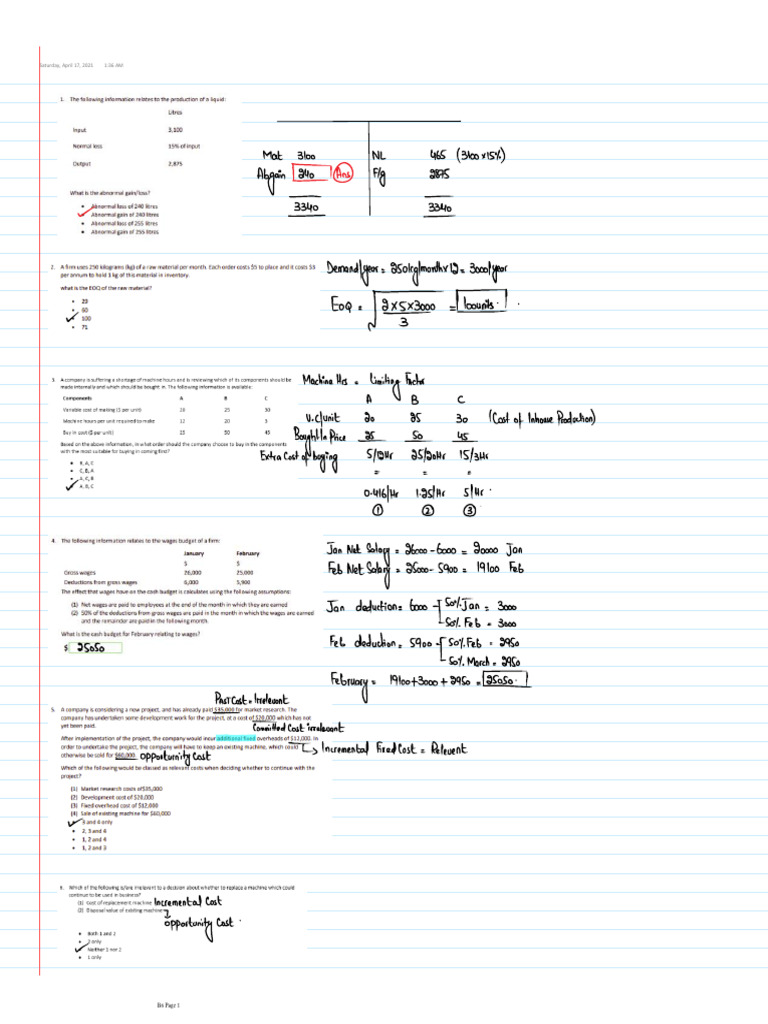 MA2 (100 Qs KEY) | PDF | Sports &amp; Recreation