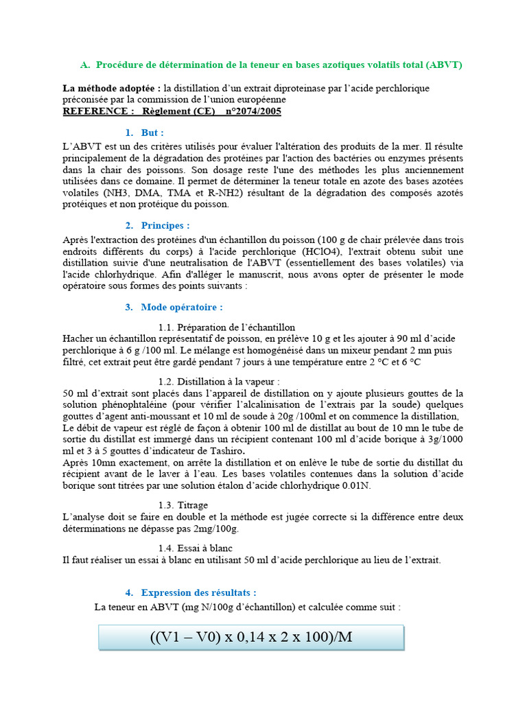 Dosage de l'ABVT dans le poisson | PDF | Protéines | Distillation