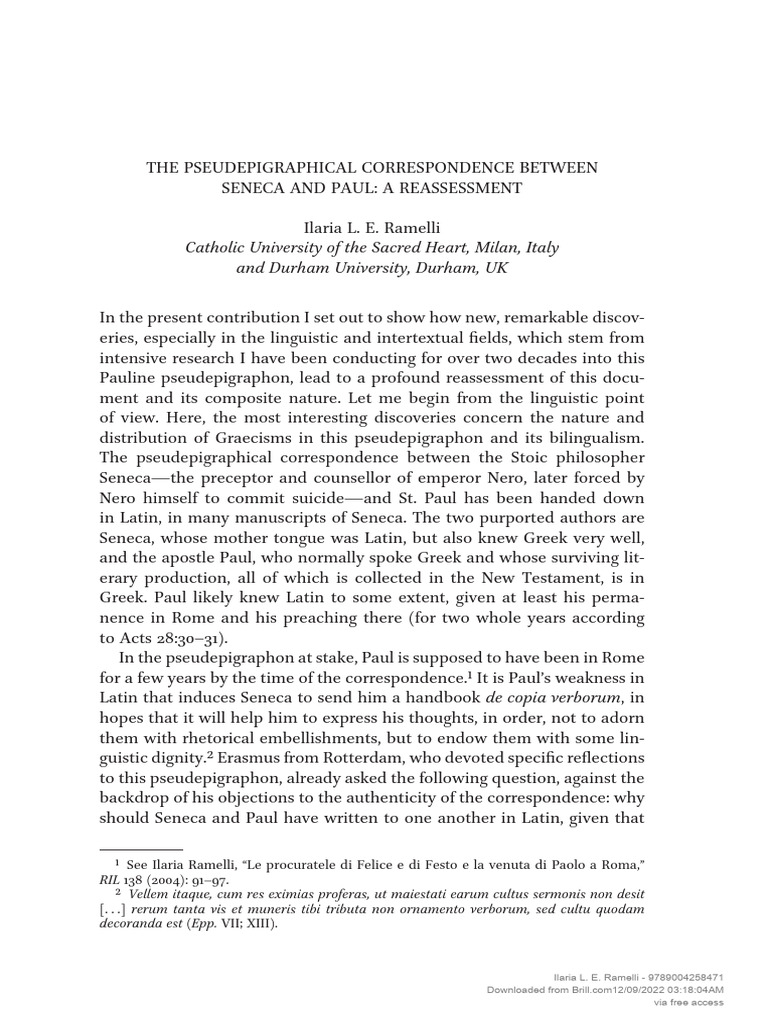 Paul and Seneca I PDF Paul The Apostle New Testament