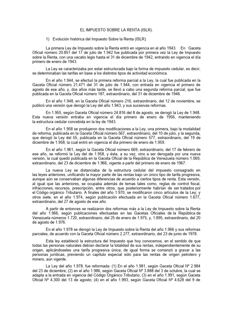 Evolución y Principios del ISLR | PDF | Impuestos | Impuesto sobre la renta