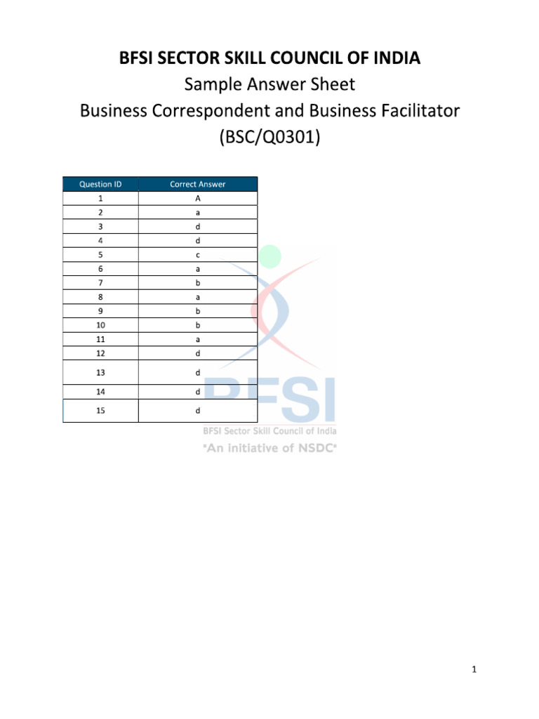 BCBF Sample Ans | PDF