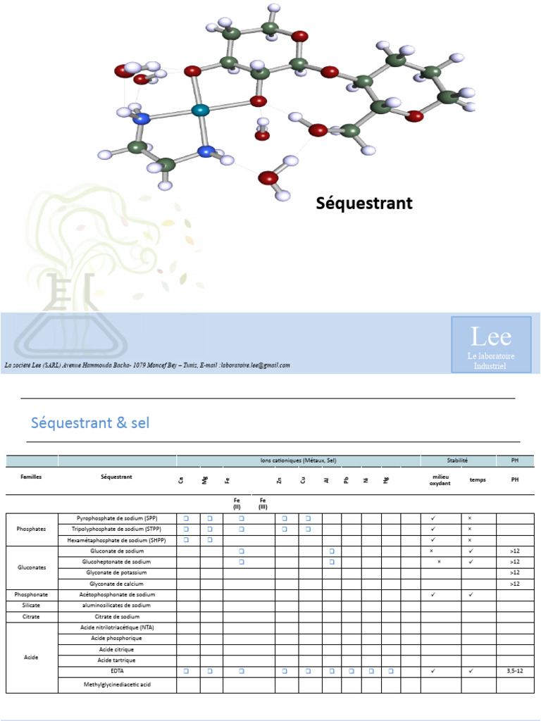 Agents séquestrants et leurs applications | PDF | Molécules | Chimie