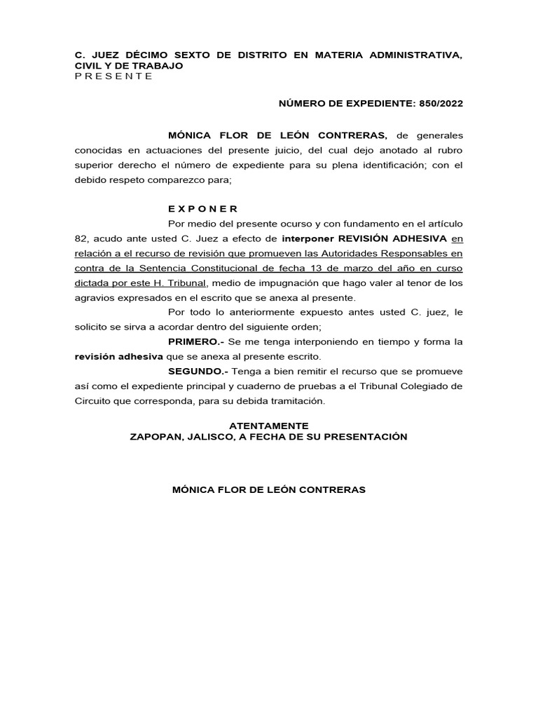 Revisión Adhesiva de Mónica Flor | PDF | Sentencia (ley) | Caso de ley