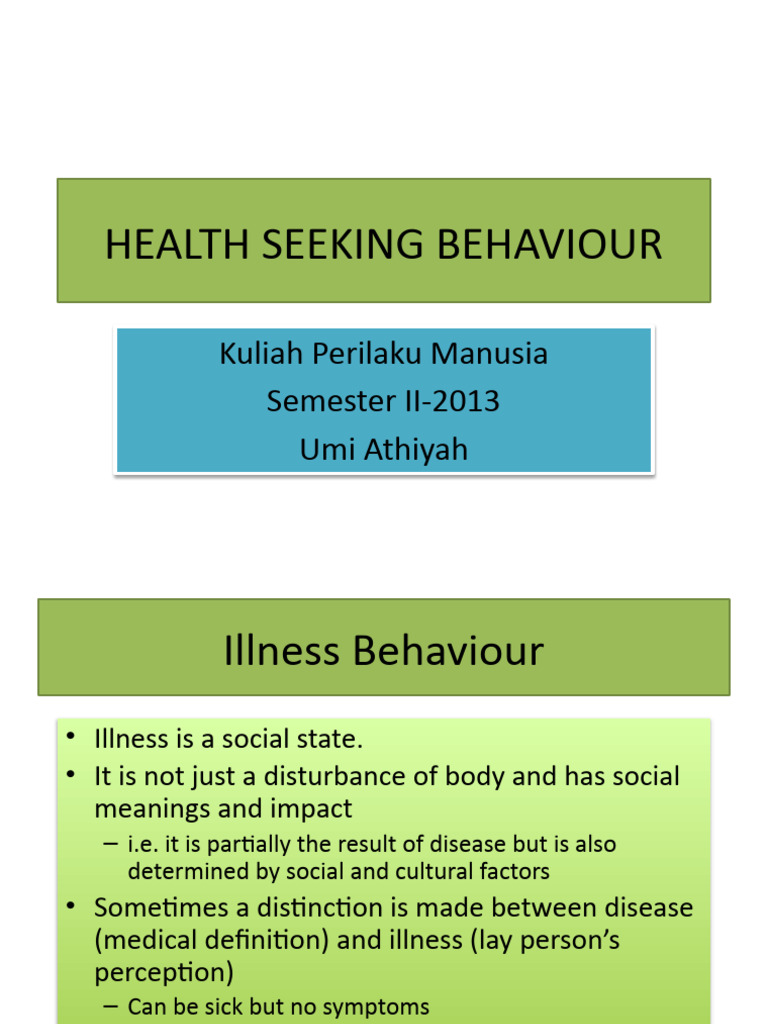 Health Seeking Behaviour | PDF | Behavior | Health Care
