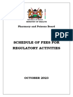 Pharmacy and Poisons Board Proposed Fees Schedule