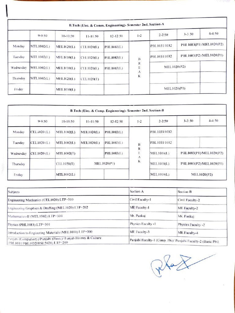 Time Table Even Sem (2023-24) | PDF | Electronic Engineering | Electronics