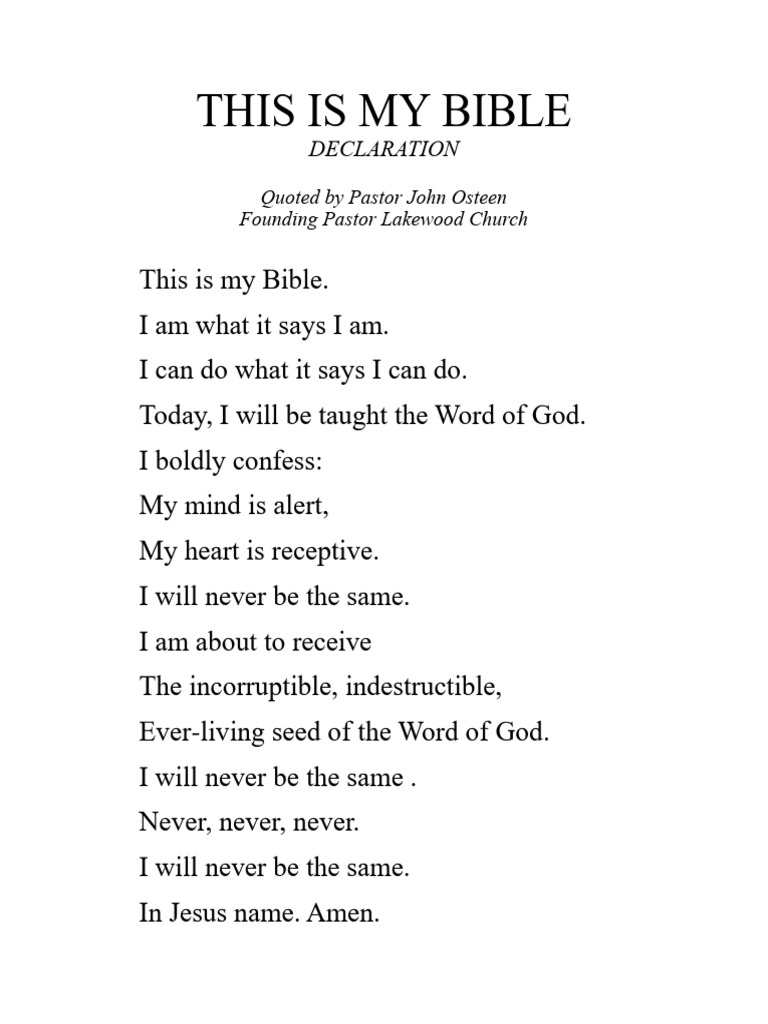This is my bible osteen pdf protestant denominational families