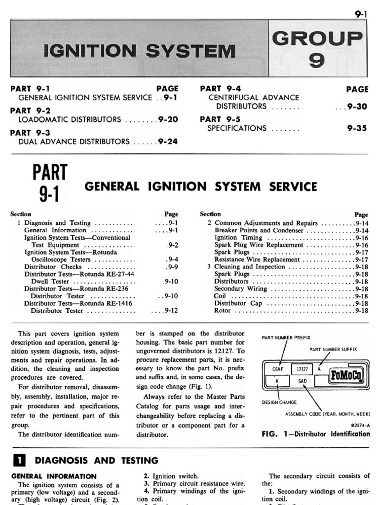 Ignition System Service Overview | PDF | Distributor | Ignition System