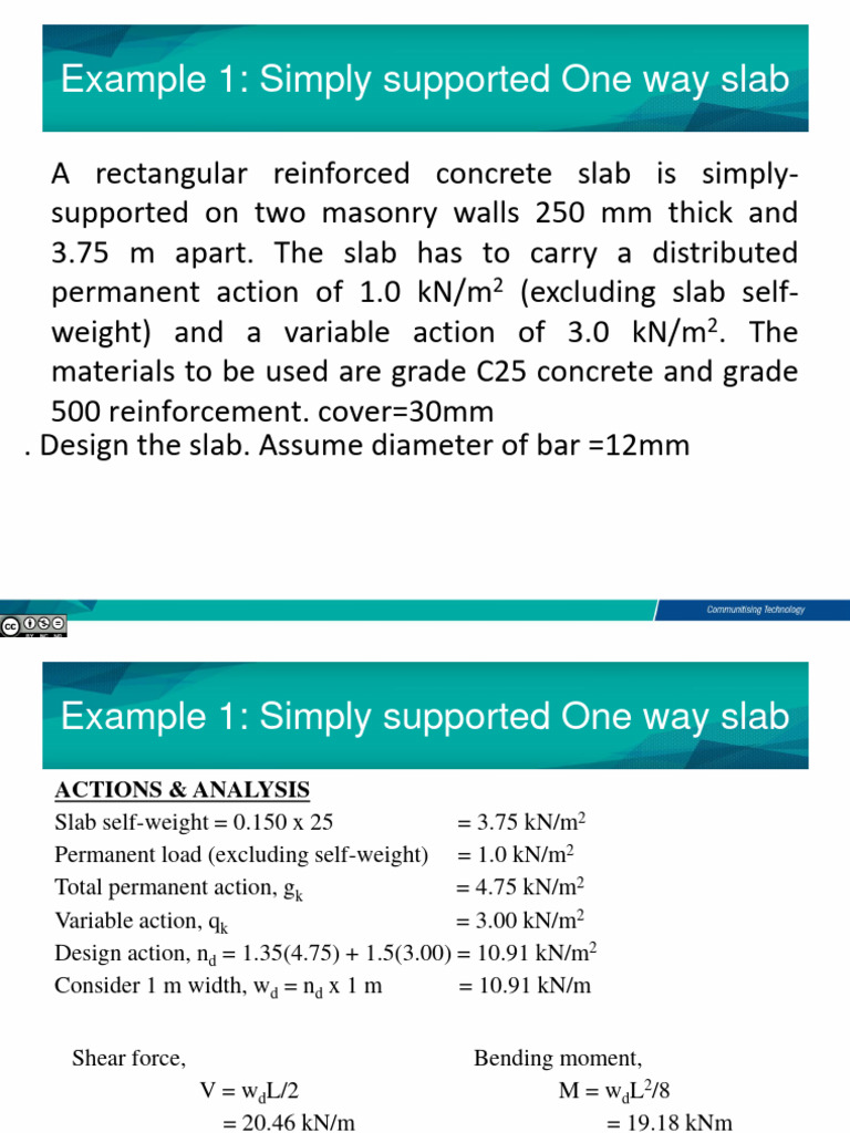 One Way Slab Example | PDF | Building Technology | Building Materials